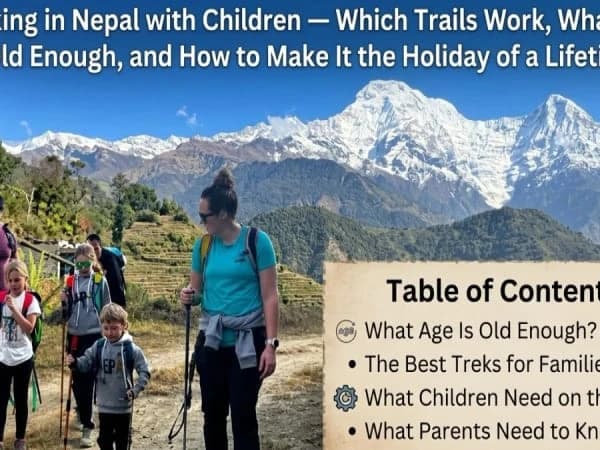 Family trekking in Nepal with children