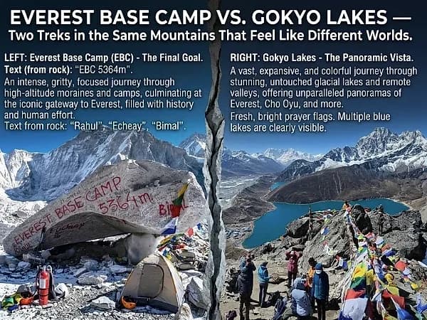 Gokyo Lakes and Everest Base Camp trekking route in the Everest region of Nepal