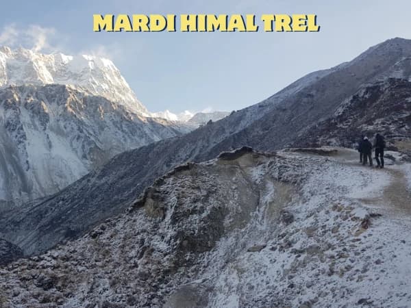 Mardi Himal High Camp lodges on the ridge below Machhapuchhre