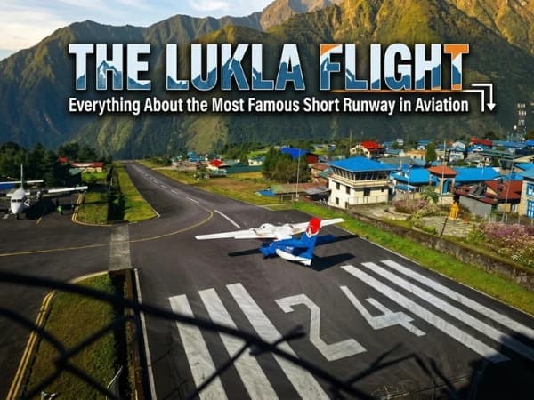Twin Otter aircraft on the sloped runway at Lukla Tenzing-Hillary Airport