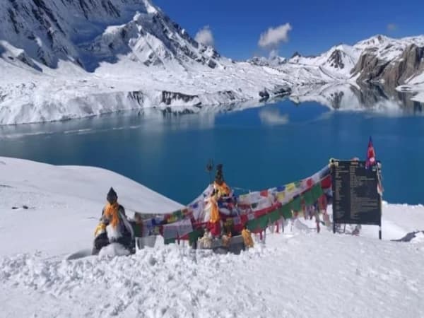 Tilicho Lake and the Great Barrier of the Annapurna range, Nepal