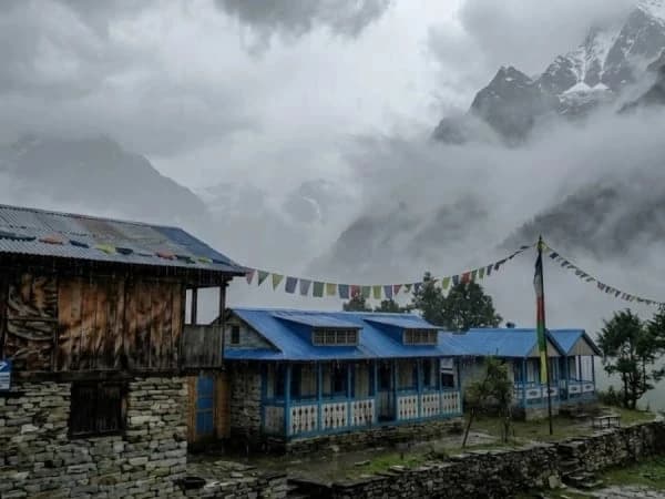 Monsoon trekking trail in Nepal mountains