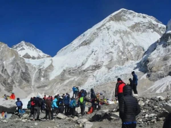 Everest Base Camp with prayer flags