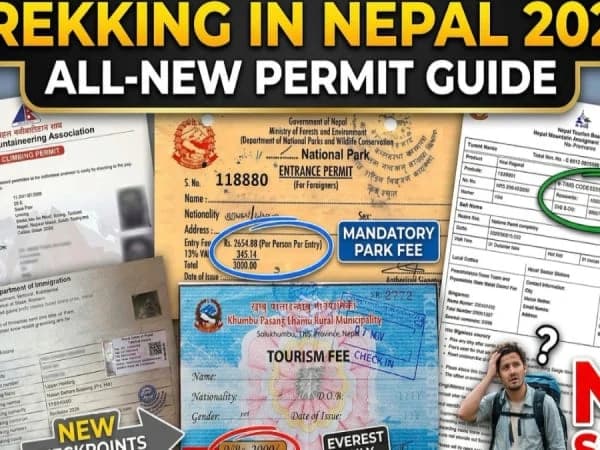 Nepal trekking trail mountain view