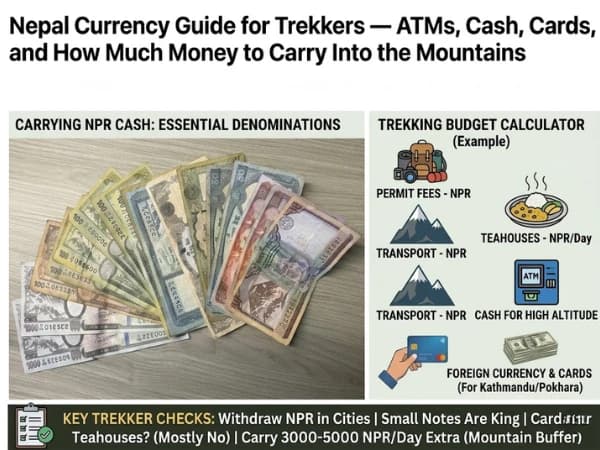 Nepal Currency Guide for Trekkers — ATMs, Cash, Cards, and How Much Money to Carry Into the Mountains