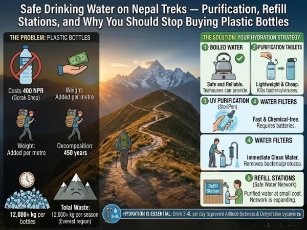 Safe Drinking Water on Nepal Treks — Purification, Refill Stations, and Why You Should Stop Buying Plastic Bottles