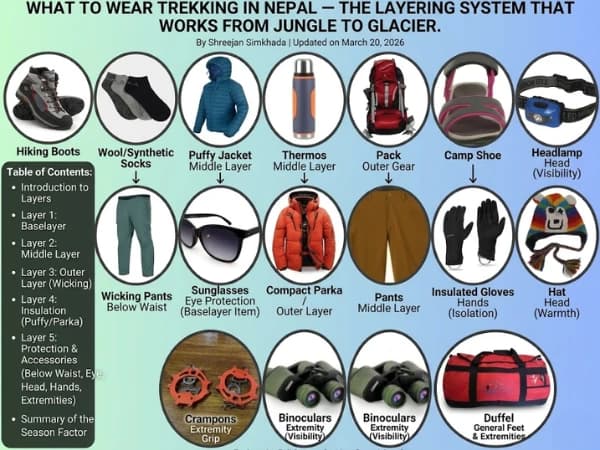 What to Wear Trekking in Nepal — The Layering System That Works From Jungle to Glacier