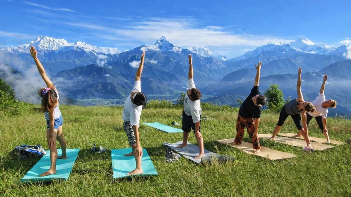Group of people having Yoga