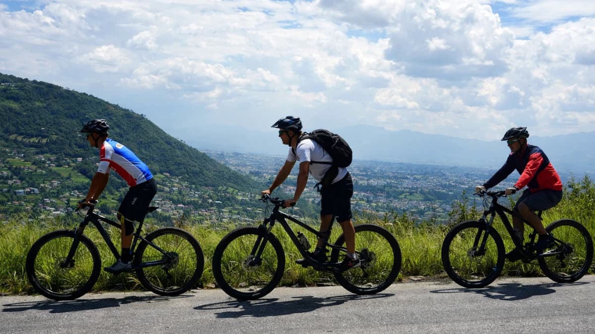 Traditional Newari town with Himalayan views
