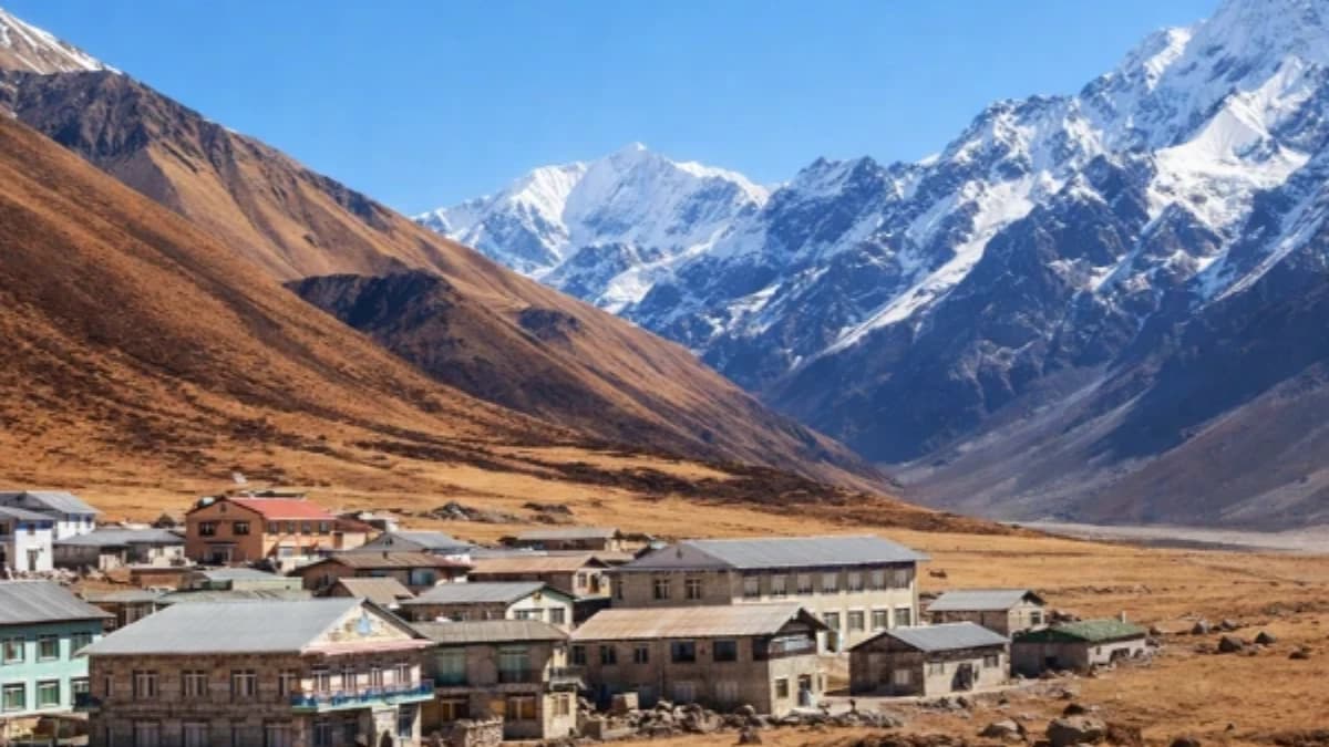 Langtang Ganja La Pass with rugged alpine terrain, snow-covered peaks, and a remote high-altitude trekking route in Nepal’s Langtang region.