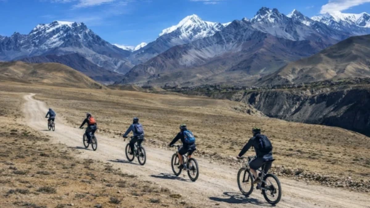 Group of Mountain Bike on a road in Nepal