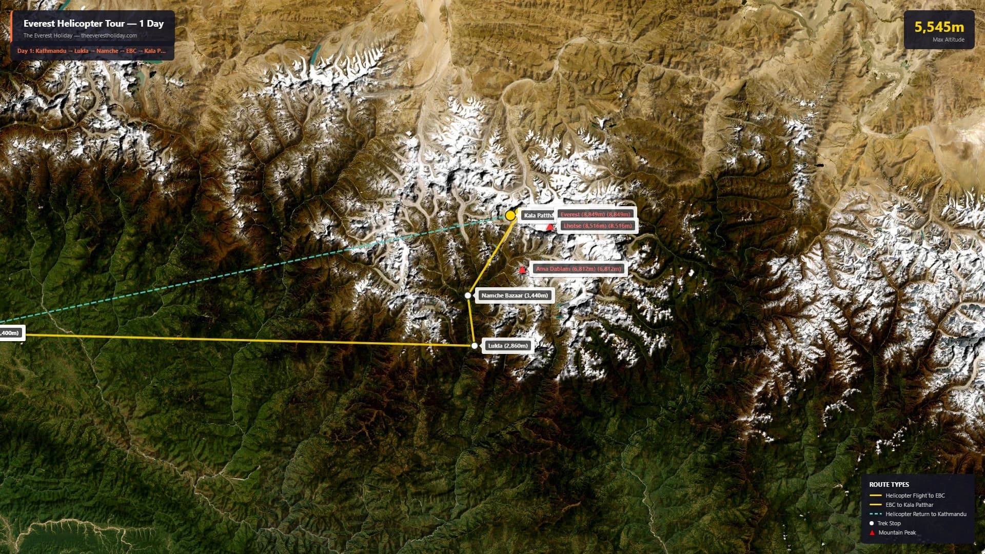 Everest Base Camp Helicopter Tour Route Map Nepal