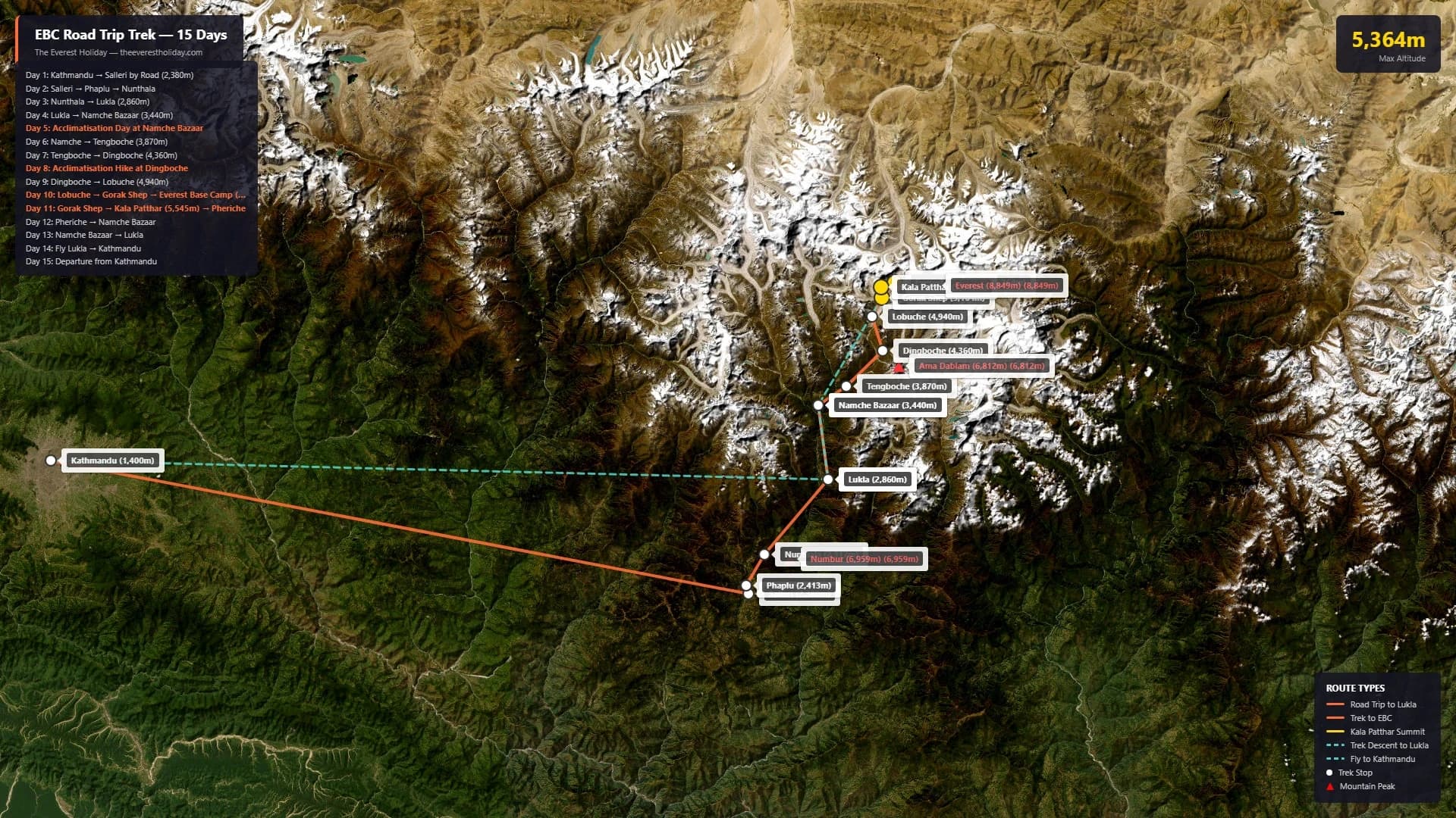 Everest Base Camp Road Trip Trek Route Map Nepal